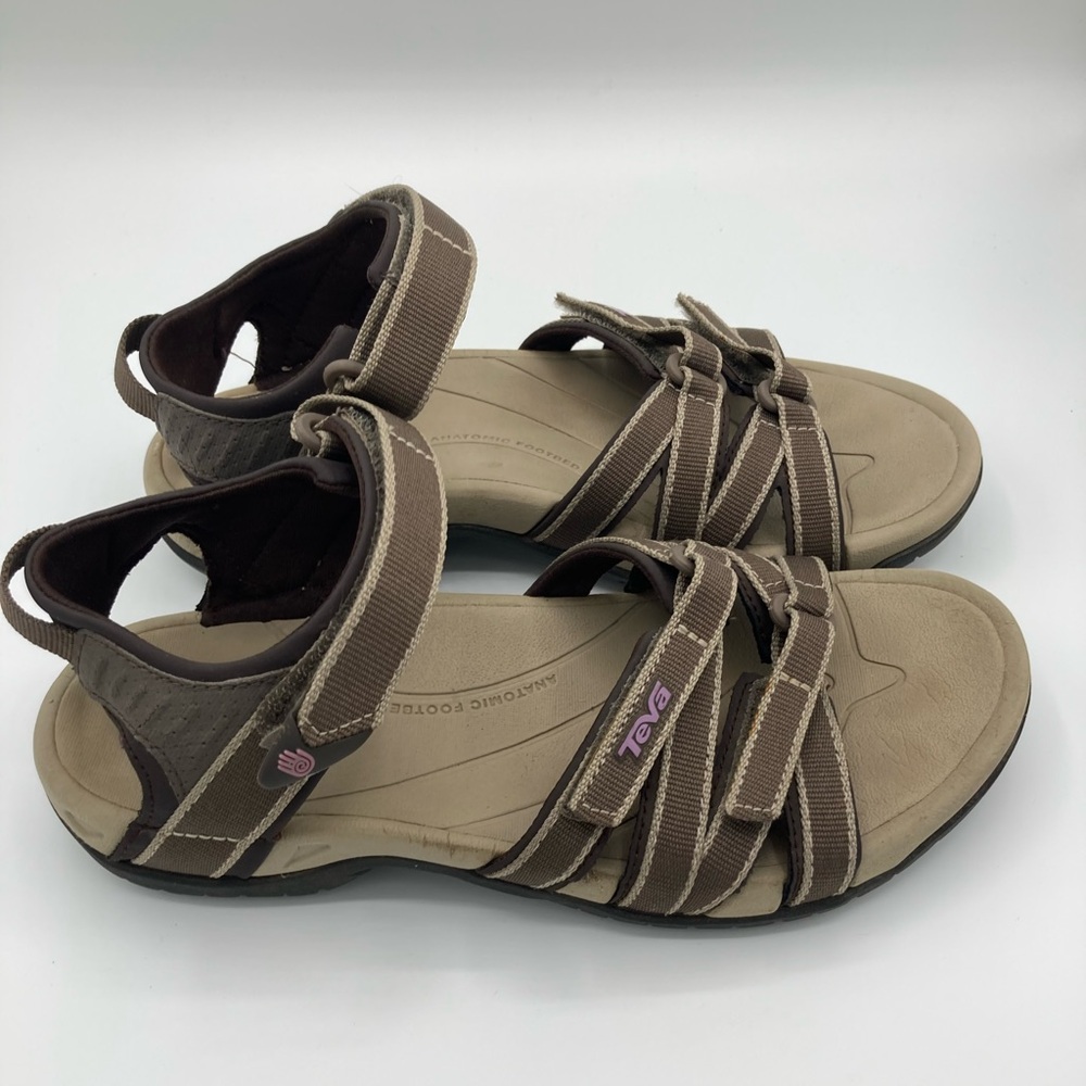 Women’s Teva Size 6 Black Tirra Adjustable Sandals w Hook/Loop Strap Closures